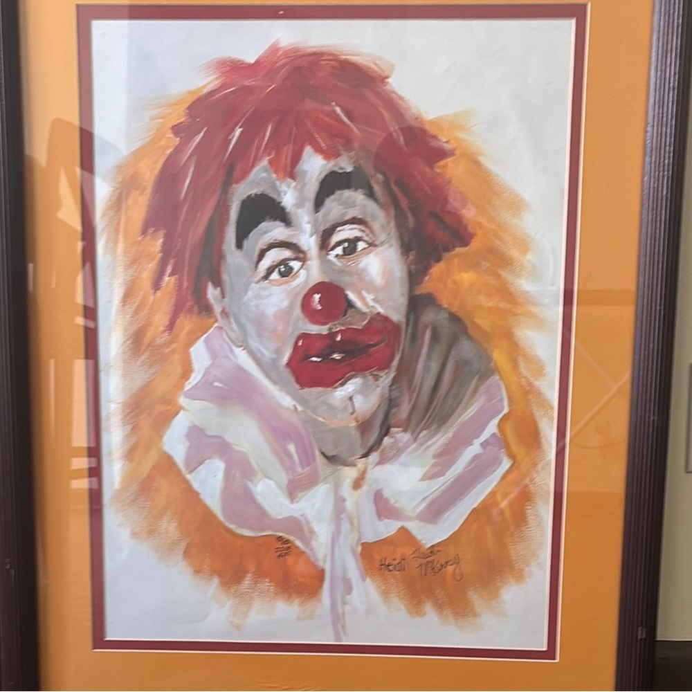 Framed Clown Portrait Art